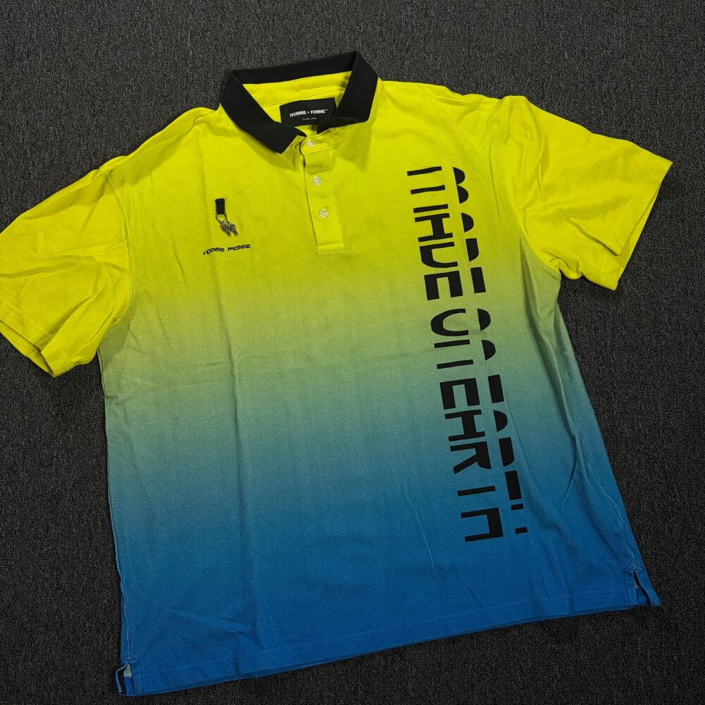 Vintage Y2k Made on Earth Homme + Femme Blue Green Men's Polo XL